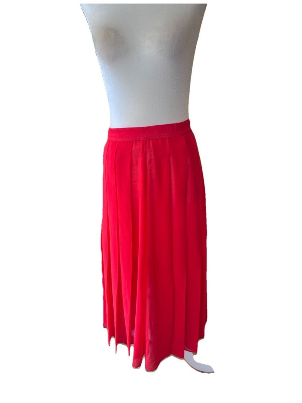 Front Row Shop Womens Skirt XS Red Pleated Chiffon Knee Length A Line Career